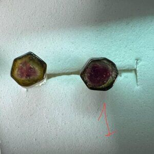 Watermelon tourmaline silver earrings